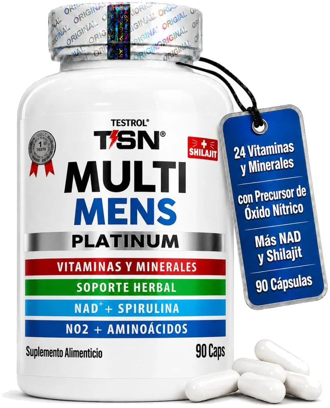 Frasco de multivitamínico en cápsulas